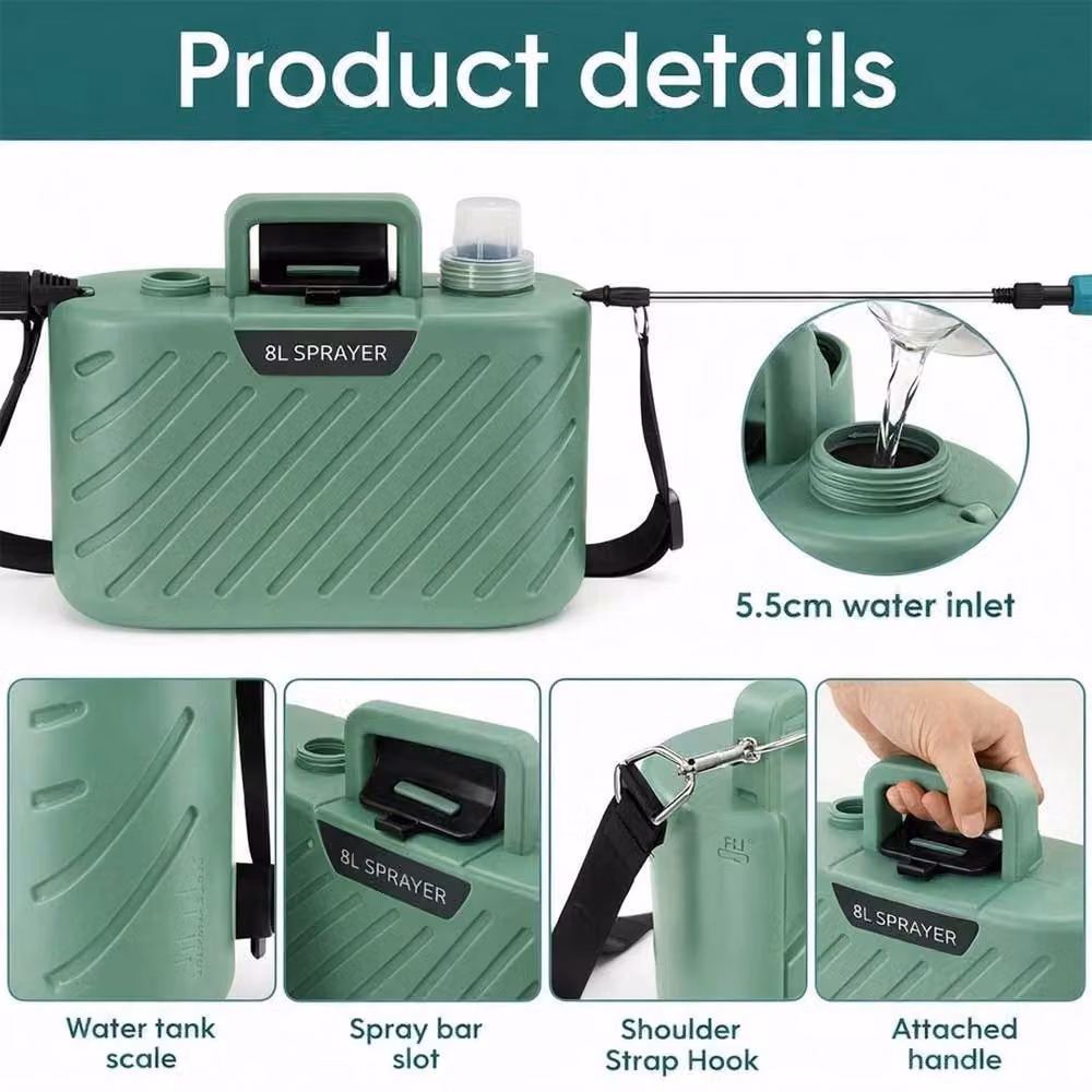 FLAVORA 8L Cordless Electric Knapsack Backpack Sprayer in Green – 5