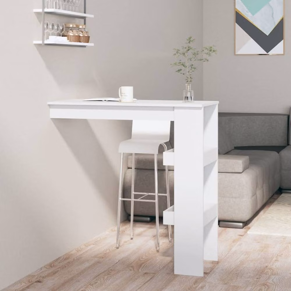 Berkfield Home White Wall Bar Table in Engineered Wood, W/D/H: 102 x 45 x 103.5 cm – 2