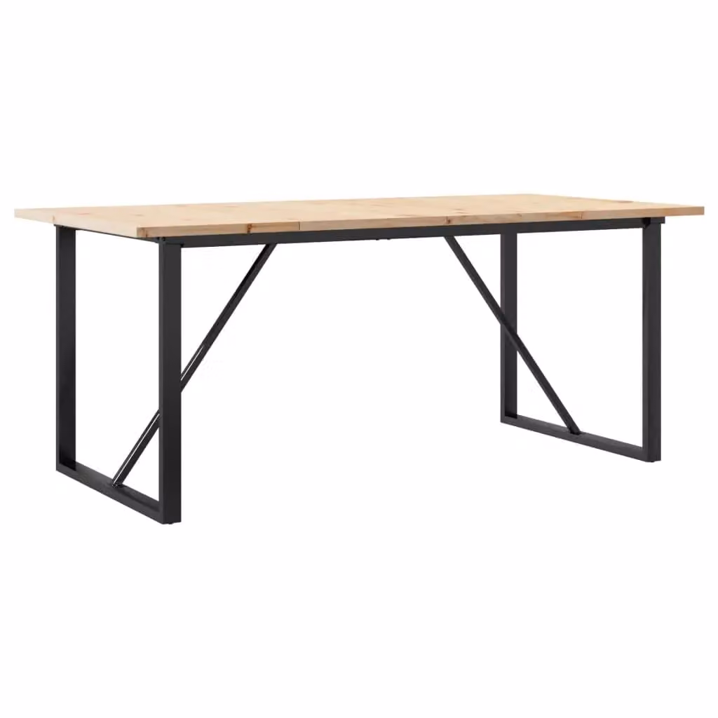 Berkfield Home O-Frame Rectangular Dining Table in Brown Solid Pine and Steel, W: 180 cm, D: 90 cm, H: 75.5 cm – 2