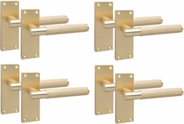 Golden Grace Brass Victorian T-Bar Knurled Door Handle Set in Black and Gold