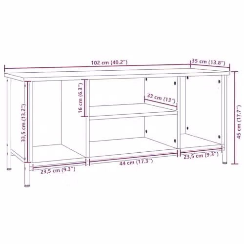 vidaXL Modern Black TV Cabinet W/D/H: 102 x 35 x 45 cm – 3