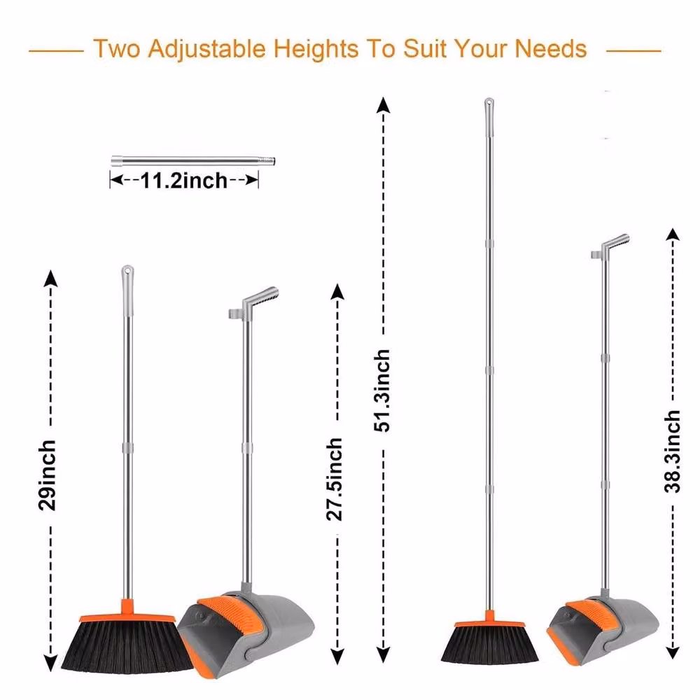 SPETLEK Long Handled Dustpan and Brush Set with Telescopic Handle in Grey – 2
