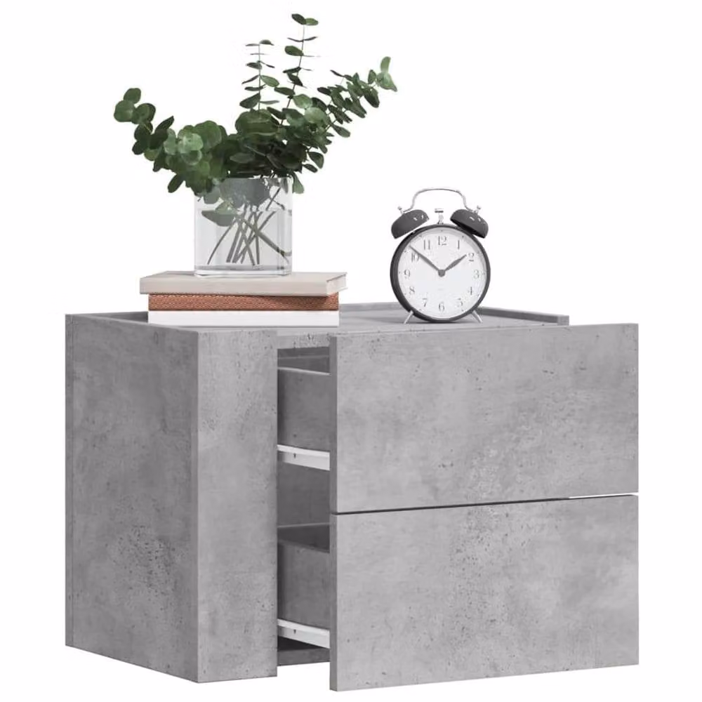 Berkfield Home Decorative Wall-mounted Bedside Cabinets, 2 Pack, Concrete Grey