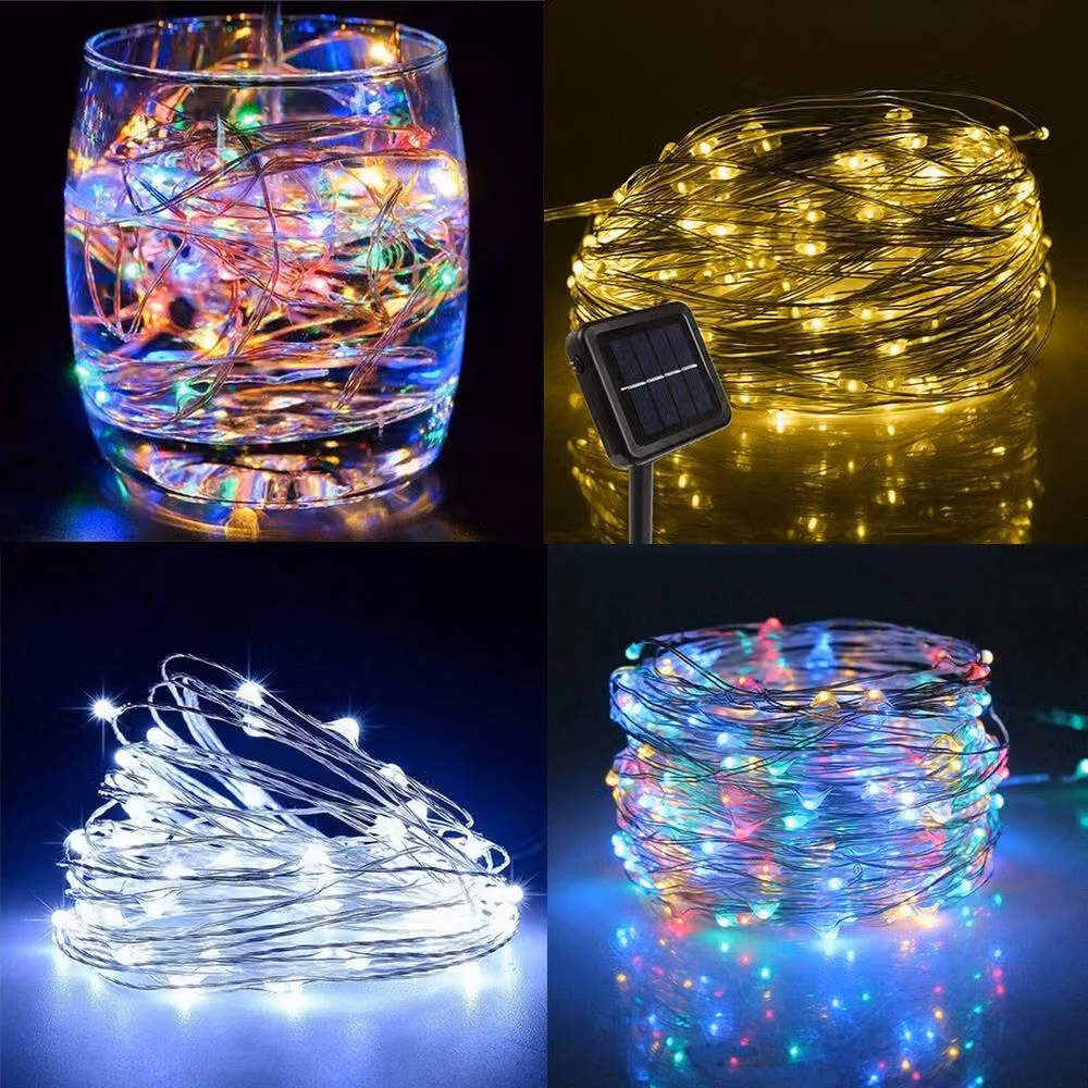SPETLEK Solar Powered Dimmable LED Copper Wire Fairy String Lights in Clear White, 20m – 3