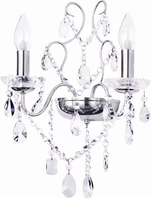 Litecraft Anya LED Crystal Bathroom Wall Light in Chrome and Silver