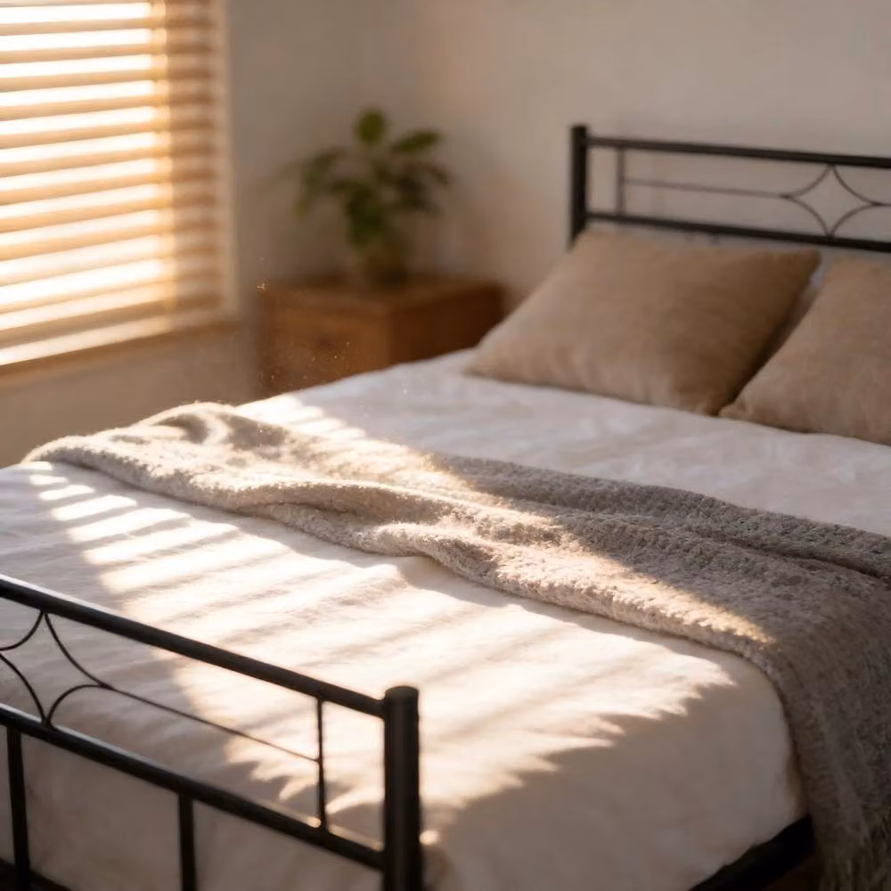 FLAVORA Metal Small Double Bed Frame, Black, W/D/H: 140 x 190 x 135 cm – 2