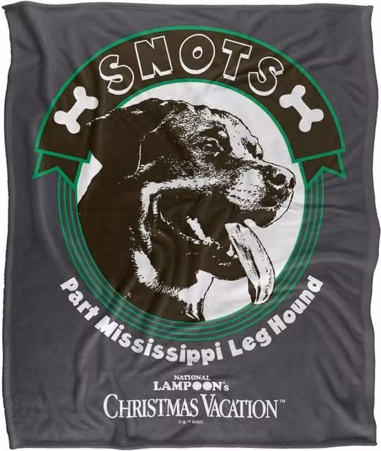 Warner Bros. Christmas Vacation Snots Mississippi Leg Hound Silky Touch Super Soft Fluffy Polyester Blanket in Grey and Multicolour, Extra Large – 1