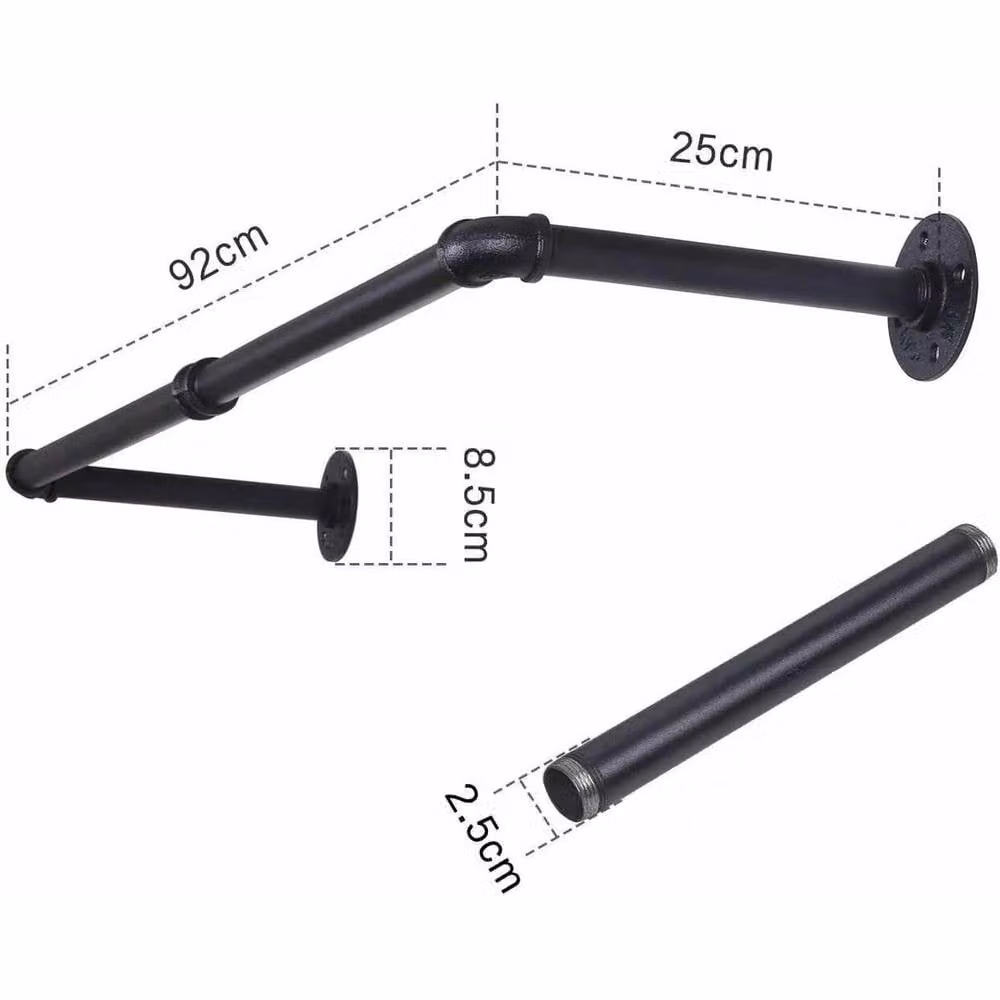 EONLION Black Metal Wall Mounted Clothing Garment Rack and Hanging Rail, Width: 92 cm – 1