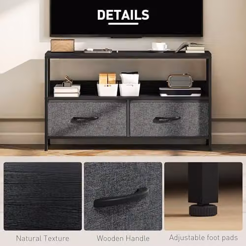 HOMCOM Industrial Black Metal TV Cabinet for Living Room or Bedroom – 5