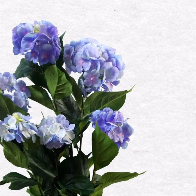 Dyzi Blue Artificial Potted Hydrangea Plant with Textile Flowers, Height: 90 cm