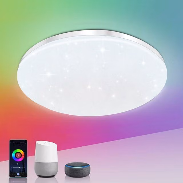 Livingandhome 20W RGB LED Ceiling Light, Dimmable, White