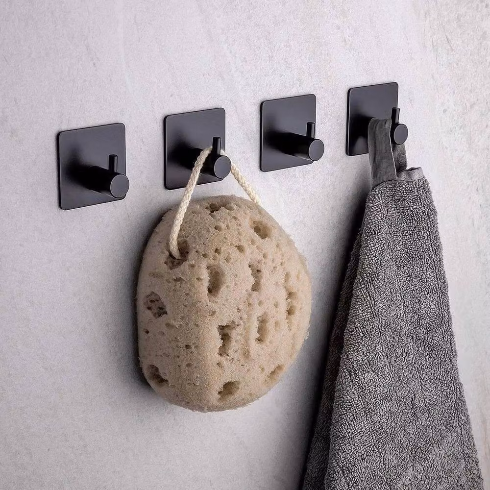 Korvixa 10-Pack 3M Waterproof Stainless Steel Adhesive Wall Hooks in Black – 3