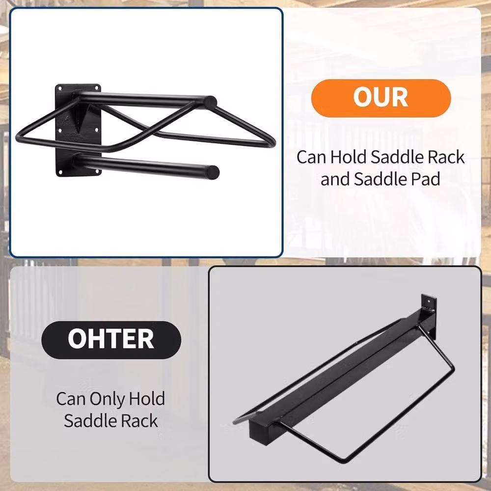 VOGREX 6 Pack Black Metal Wall Mounted Saddle Racks for Horse Tack Rooms – 5