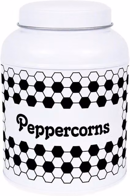 Purely Home Hexagon Tiles Snacks Canister with Small Domed Lid, Black and White Geometric Design, 110 g