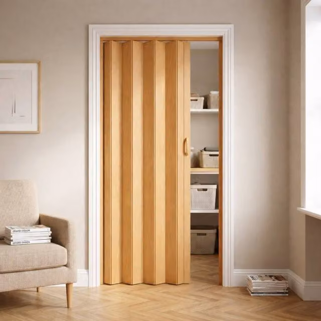 Novecrafto PVC Folding Door in Brown, W: 82 cm, H: 203 cm – 1