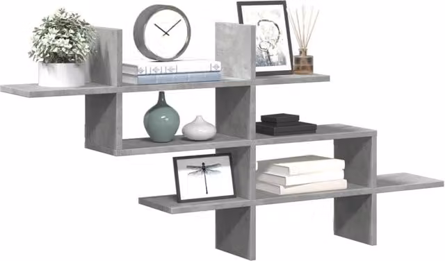 Berkfield Home Wall Mounted Shelf in Concrete Grey, W: 124.5 cm, D: 18 cm, H: 60.5 cm – 1