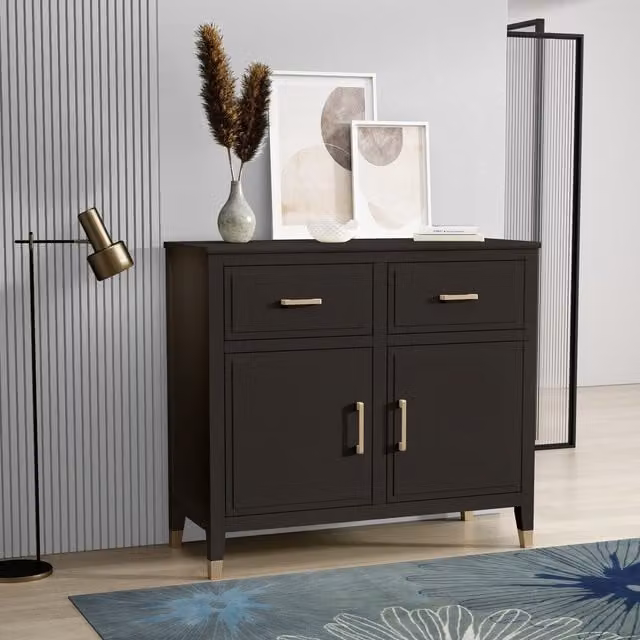 Cabinet Bits Palazzi Modern Matt Black 2 Door 2 Drawer Sideboard