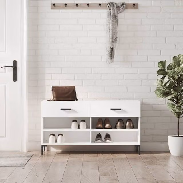 Berkfield Home White Shoe Bench W/D/H: 102 x 35 x 55 cm – 1
