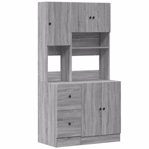 vidaXL Modern Grey Kitchen Tall Cabinet with Hinged Doors and Internal Shelves, W/D/H: 95 x 50 x 180 cm