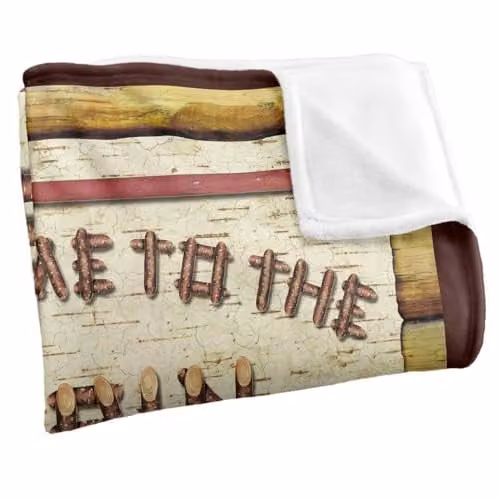JQ Licensing Welcome To The Cabin Sign Super Soft Fleece Throw Blanket, White, W/D/H: 152 x 127 cm – 2