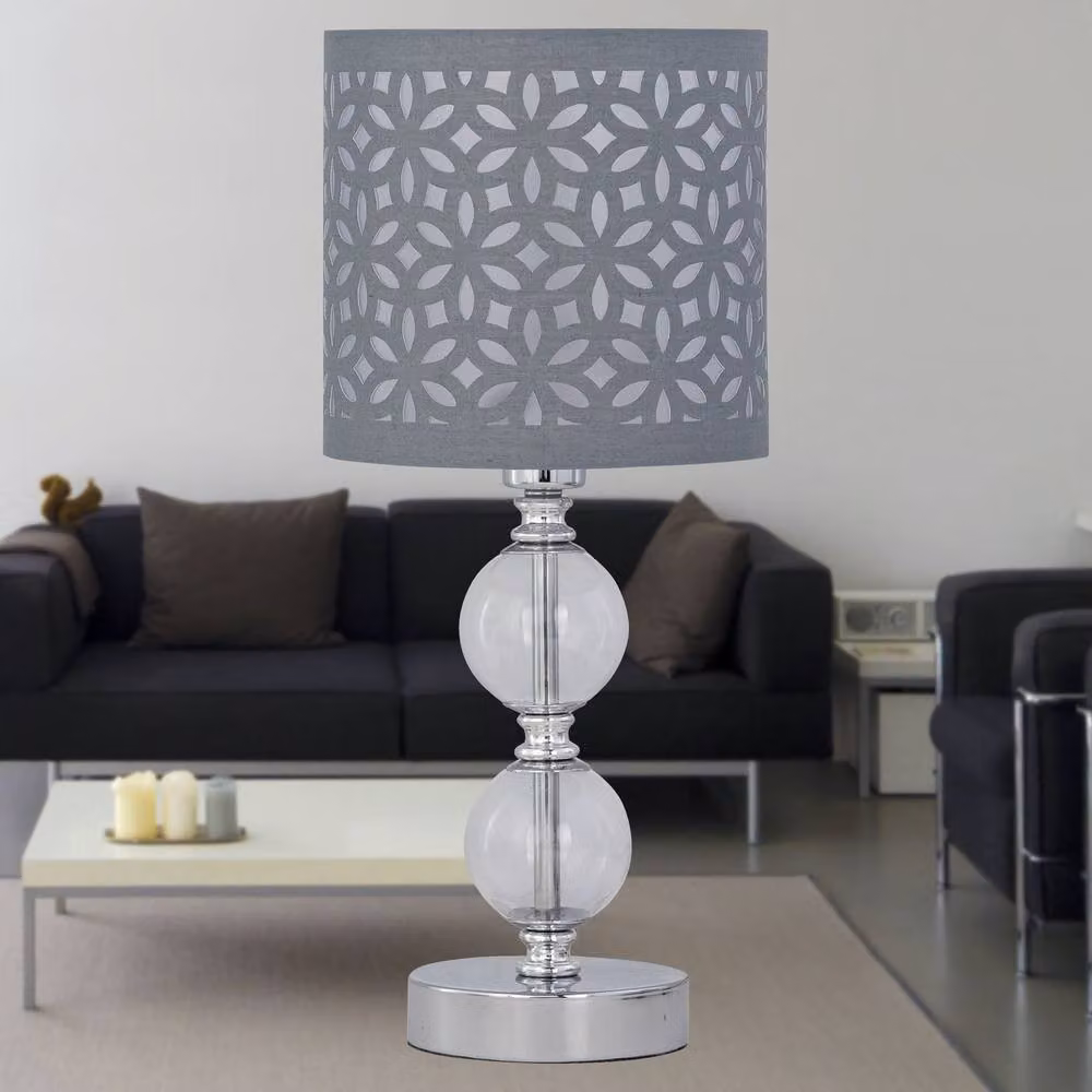 First Choice Lighting Chrome Two Ball Stick Table Lamp Base Only in Silver – 2