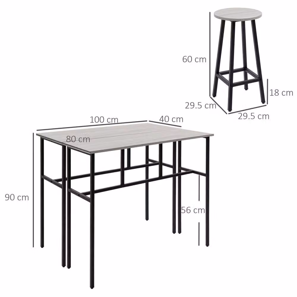 Wyld Haus Lura Rika 6 Piece Grey Bar Dining Set with 2 Tables and 4 Stools – 4