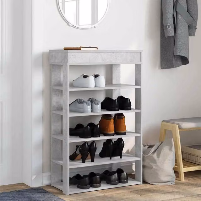 Berkfield Home Industrial Shoe Rack in Grey MDF, W/D/H: 60 x 30 x 98 cm – 1