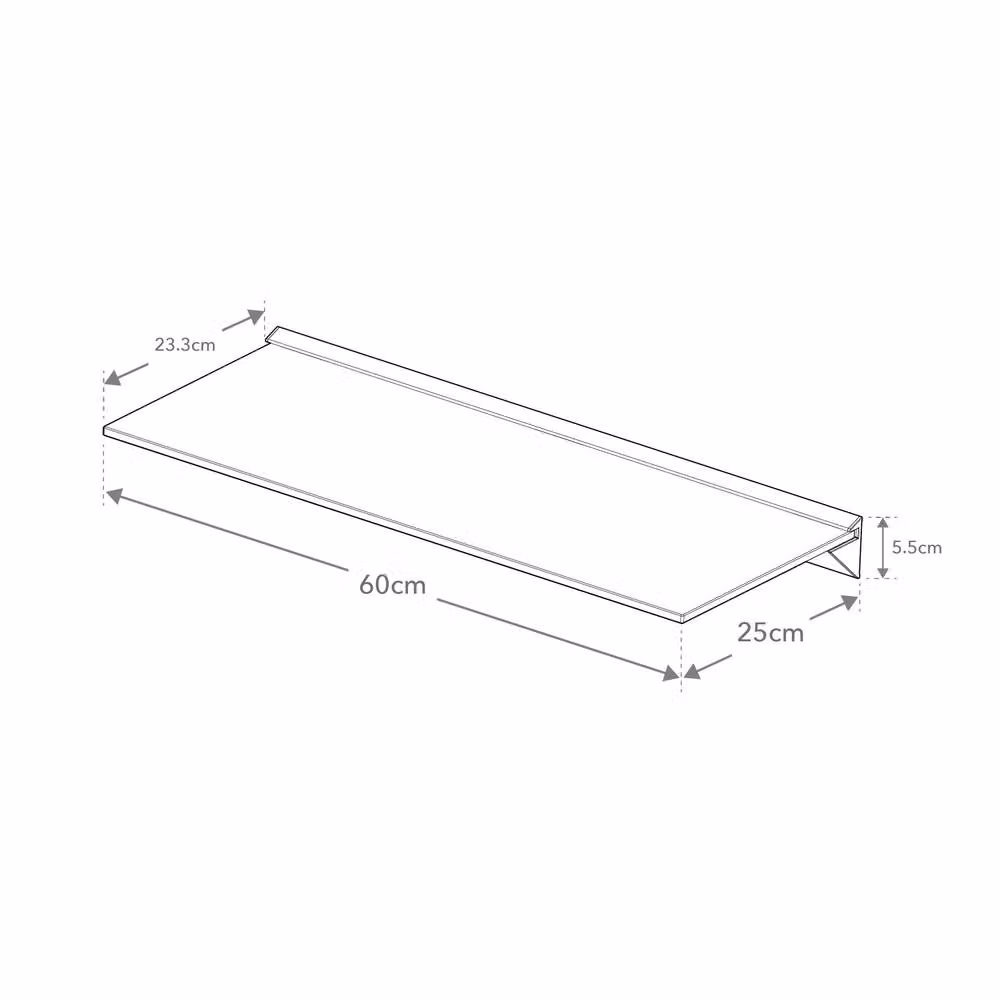 AVF Black Glass Floating Wall Mounted Shelf, W: 60 cm, D: 25 cm – 3
