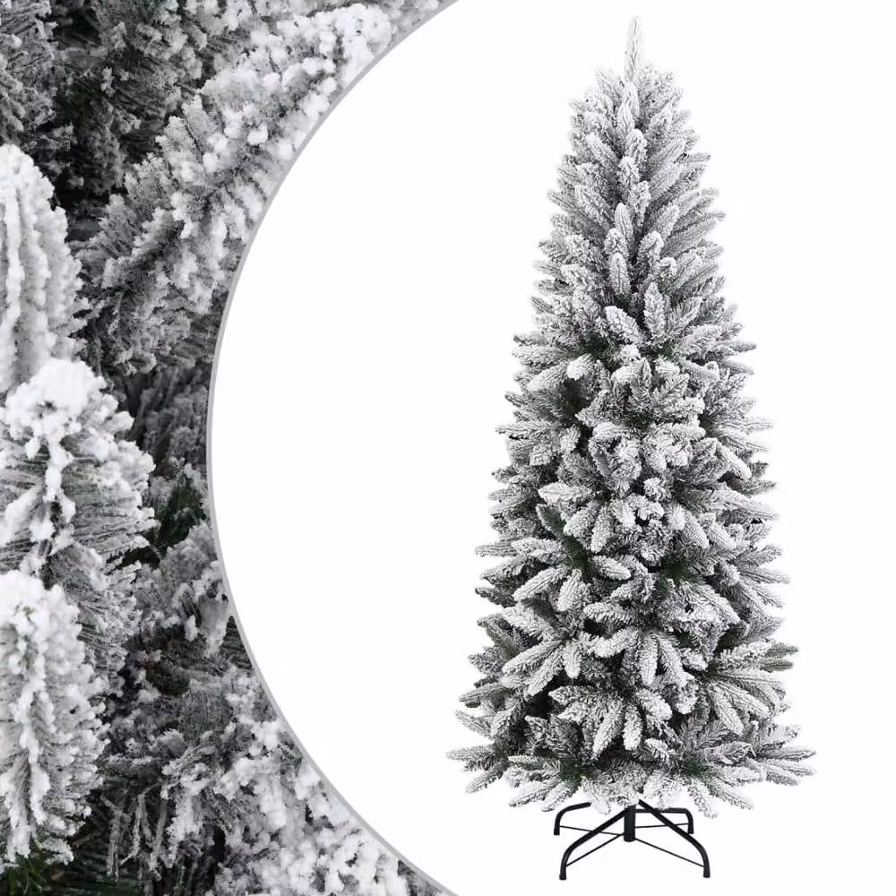 Berkfield Home Beautiful Artificial Flocked Snow Christmas Tree in White, Height: 240 cm – 2