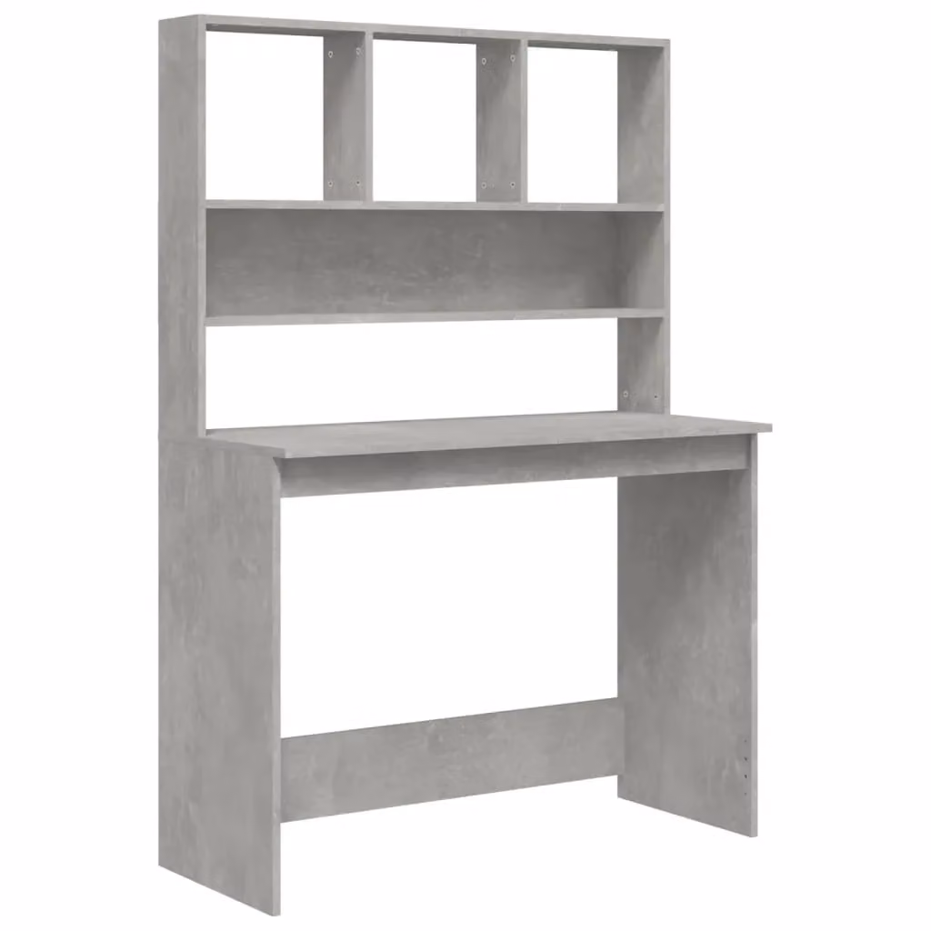 Berkfield Modern Computer Desk with Shelves in Grey, W/D/H: 102 x 45 x 148 cm – 2