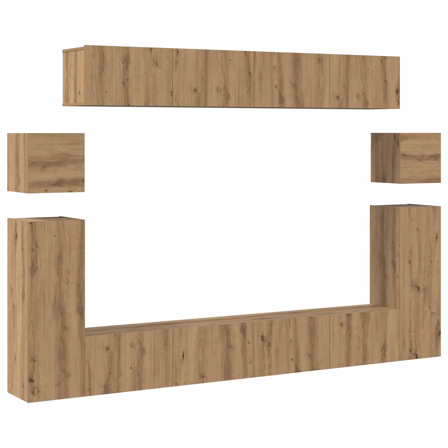 Berkfield Home Wall-mounted Modern TV Cabinet with Open Shelf in Artisan Oak Brown – 2