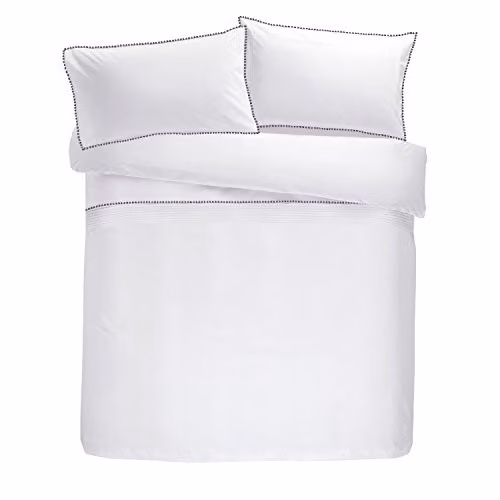 Serene Rosenthal Pom Pom Easy Care Duvet Cover and Pillowcase Set in White and Grey, W/H: 200 x 200 cm – 2