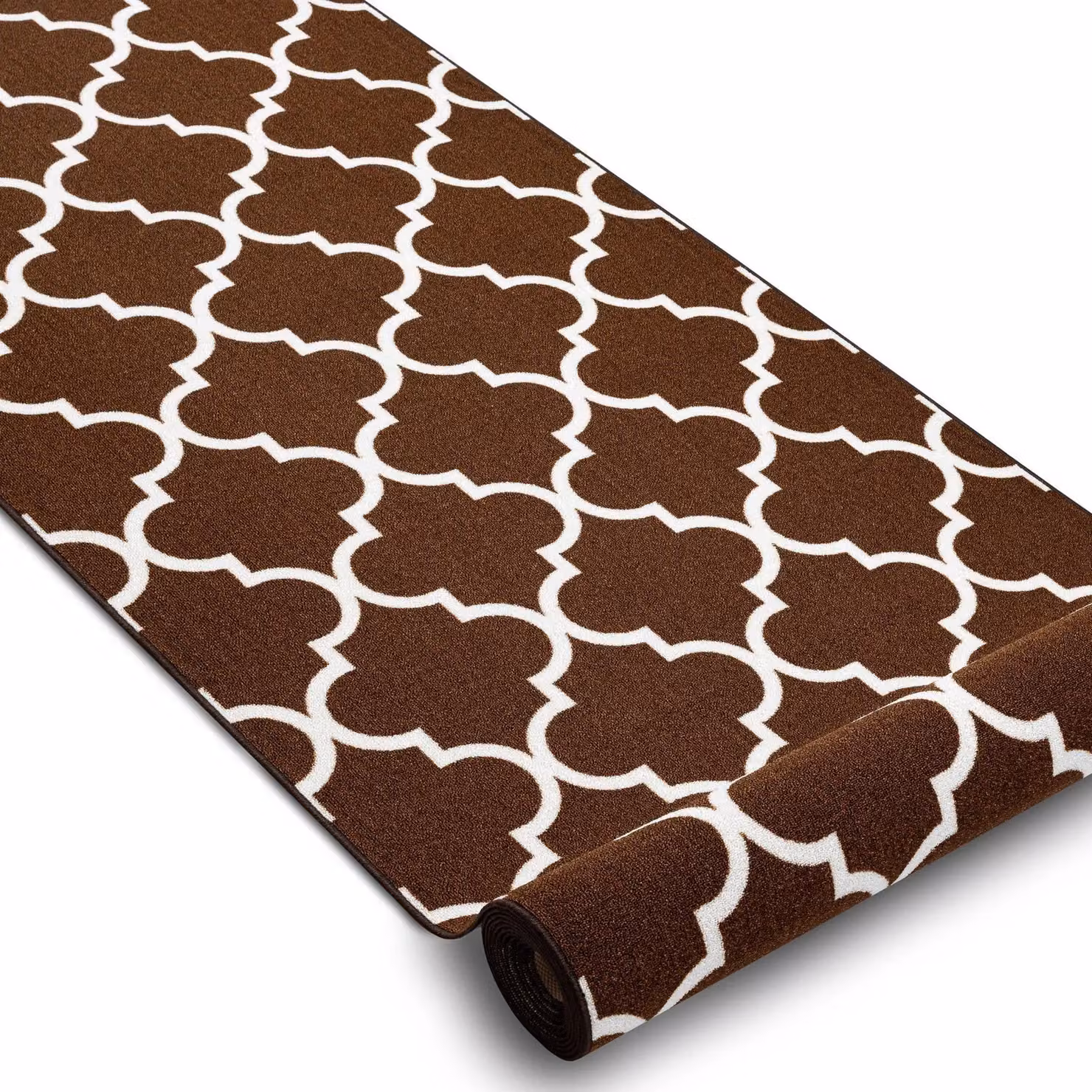 RugsX Anti-Slip Geometric Trellis Runner in Brown, W/D: 120 x 133 cm – 2