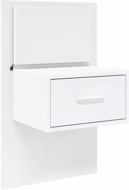 Berkfield Home Modern Wall-mounted Bedside Cabinet with Integrated LED Lights, White, W: 80 cm, H: 48.5 cm, D: 32.5 cm