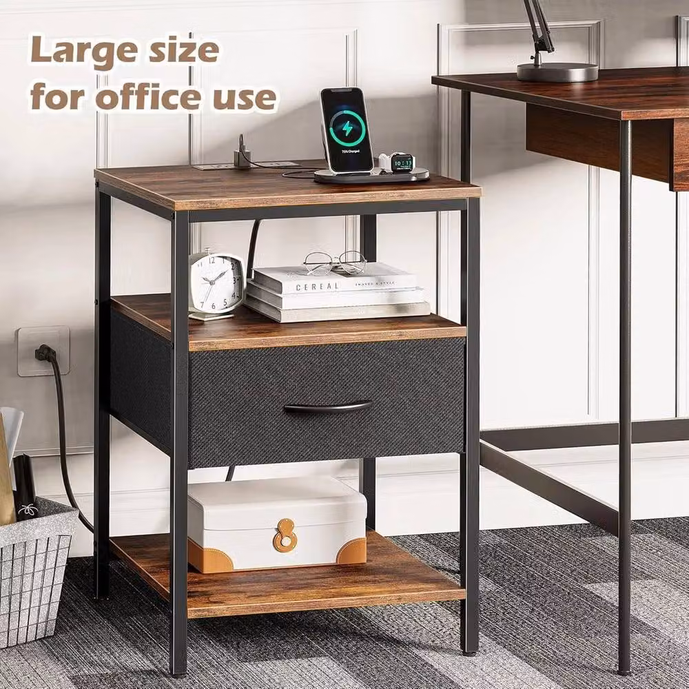 Kelvenix Narrow Side Table in Brown with USB and Power Outlets – 4
