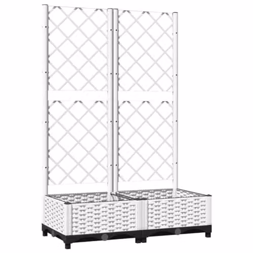 vidaXL White Plastic Garden Planter Tub W/D/H: 80 x 40 x 121.5 cm