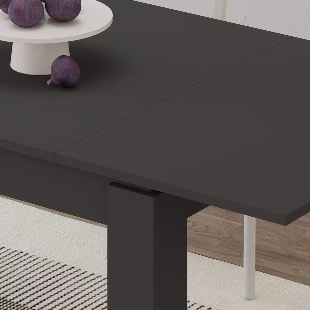 Decortie Tolmen Extendable Rectangular Dining Table, Anthracite Grey, W/D/H: 120 x 50 x 75.5 cm – 3