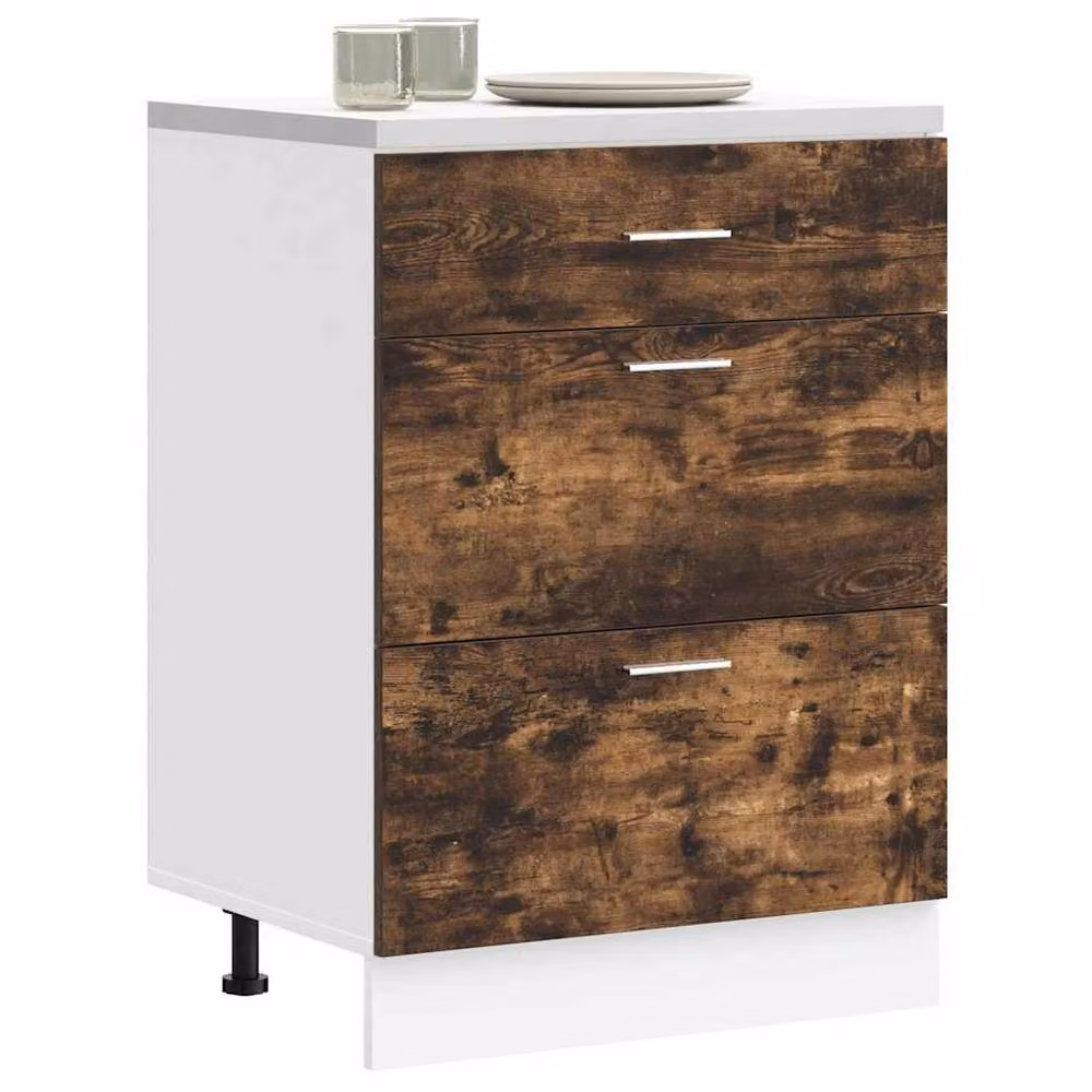 Berkfield Home Kitchen Base Cabinet in Smoked Oak Brown, W/D/H: 60.0 x 46.0 x 81.5 cm – 2