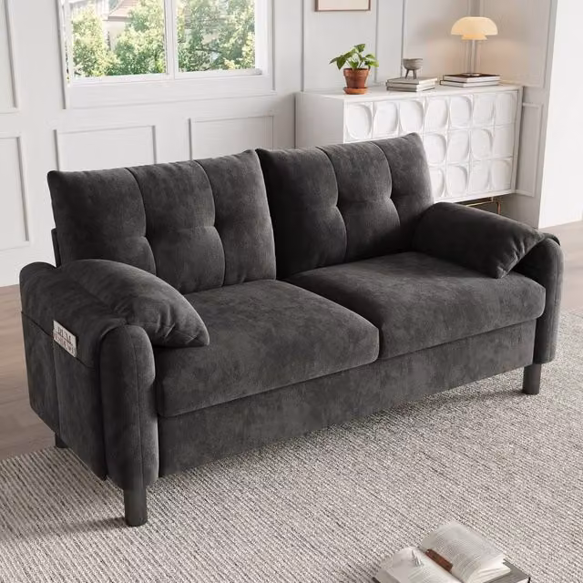 BTM 2 Seater Chenille Upholstered Sofa in Grey – 1