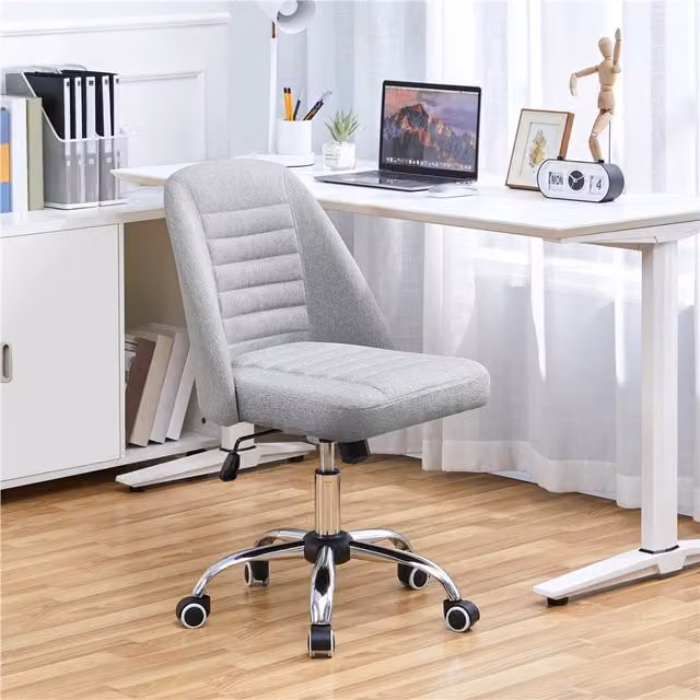 Yaheetech Modern Linen Fabric Mid Back Armless Task Chair in Grey