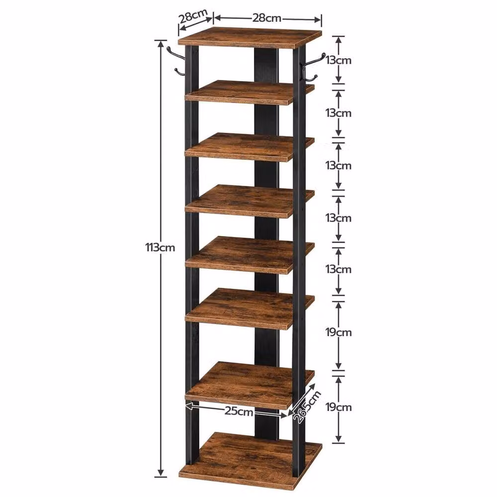 FORGEVIO Tall Narrow Wooden Shoe Storage Organizer Rack, Brown – 2