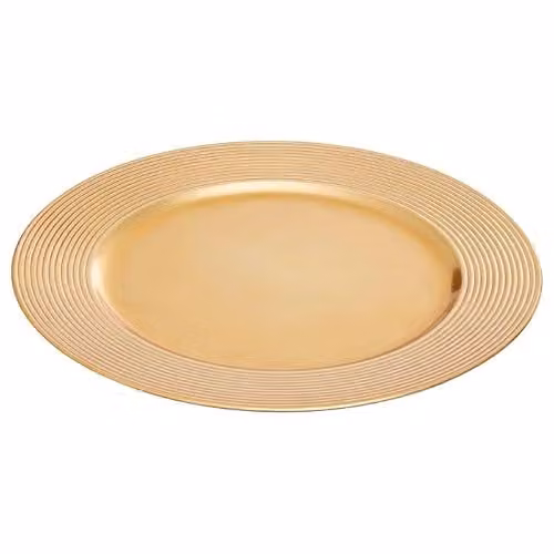 Orsina Gold Minimalist Ribbed Rim Melamine Dinner Plate, W: 33 cm, D: 33 cm, H: 2 cm