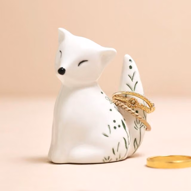 Lisa Angel White and Green Floral Ceramic Tabletop Ring Holder – 1