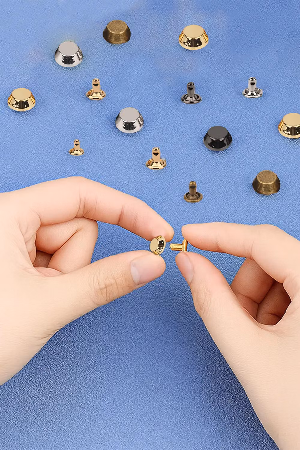 Neel Blue Silver Metal Alloy Mushroom Feet Cap with 7mm Back Rivets, 12mm, 25pcs – 4