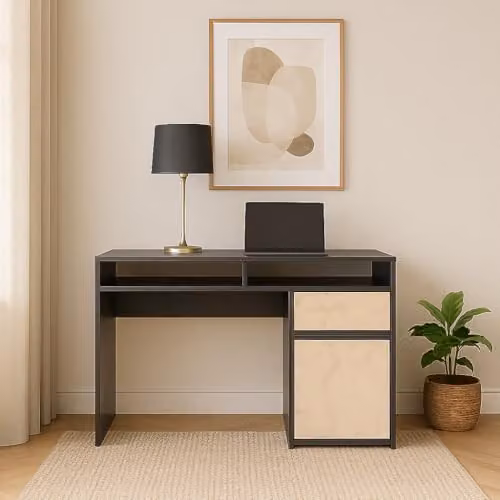 DECOROTIKA Isla Modern Computer Desk in Black, W: 100 cm, D: 55 cm, H: 74 cm