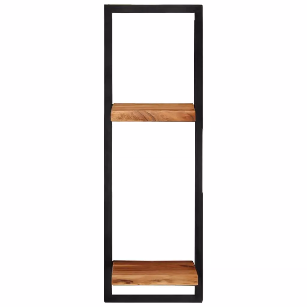 Berkfield Home Set of 2 Industrial Wall Mounted Shelves in Brown Acacia Wood and Steel, W/D/H: 25 x 25 x 75 cm – 3