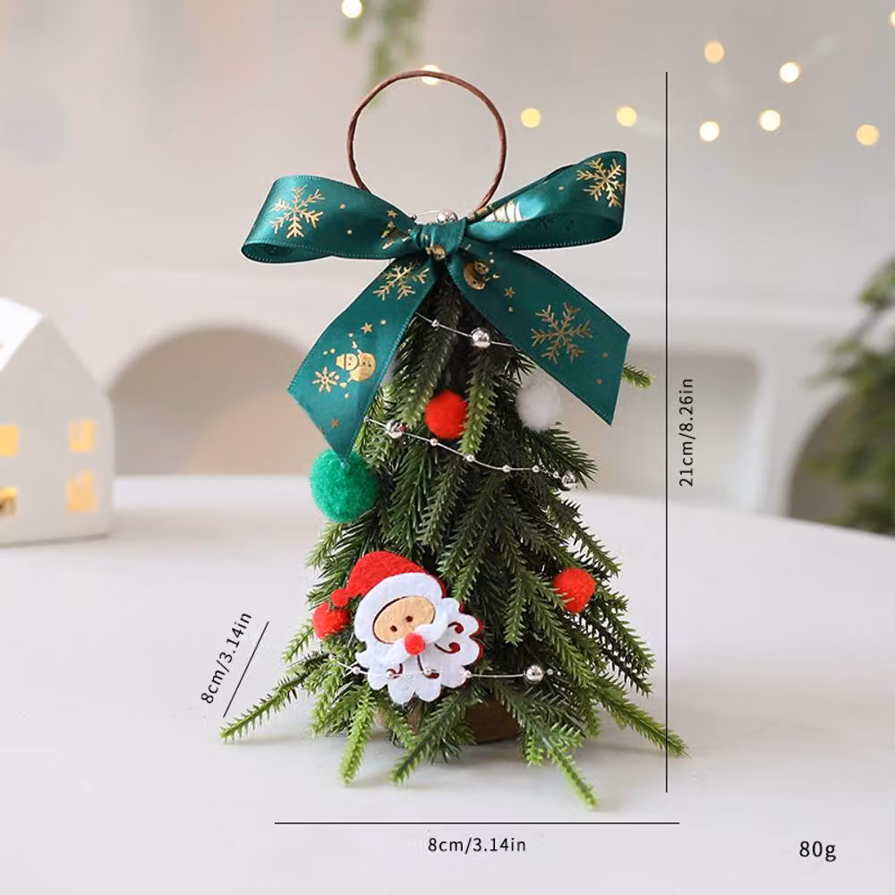Leaper Mini Tabletop Christmas Tree Ornament in Green and Multicolour – 2
