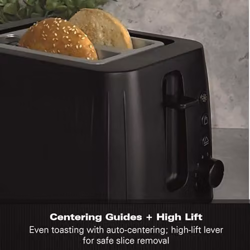 Hamilton Beach Stealth 2 Slice Toaster with Keep Warm Function, Black – 8