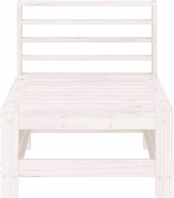 Berkfield Home Beautiful Garden Middle Sofa in White Solid Pine Wood, W/D/H: 120 x 60 x 63.5 cm