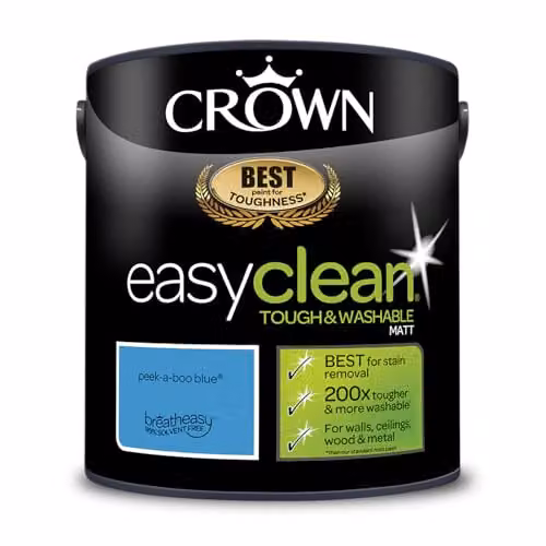 Crown Easyclean Matt Emulsion Paint in Peekaboo Blue, 2.5L – 2
